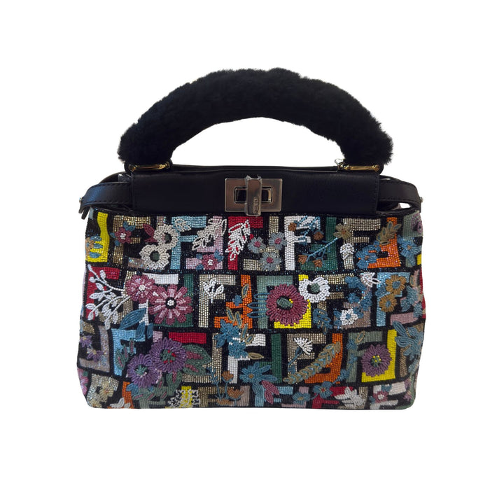 Fendi Peekaboo Mini Embellished Bag in Black