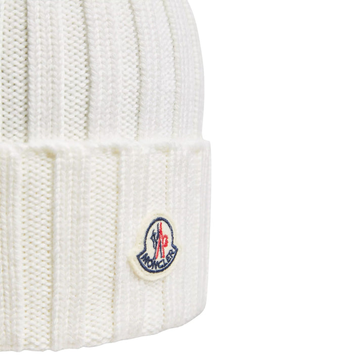 Wool Beanie with Pom Pom in Natural