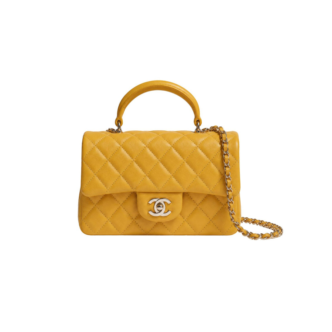 Chanel Mini Yellow Top Handle Flap Bag