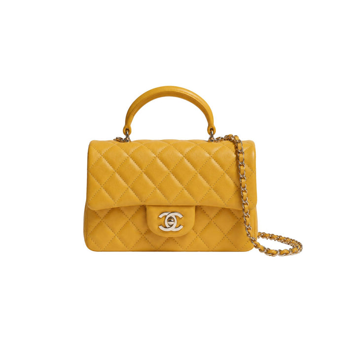 Chanel Mini Yellow Top Handle Flap Bag