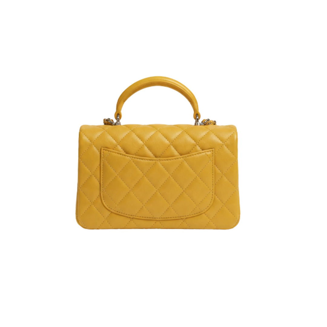 Chanel Mini Yellow Top Handle Flap Bag