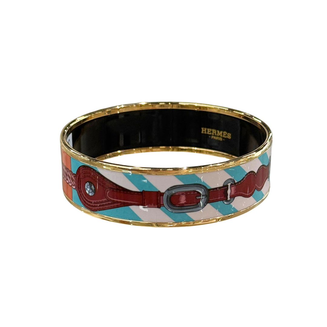Hermès Wide Enamel Bangle Bracelet in Multicolor