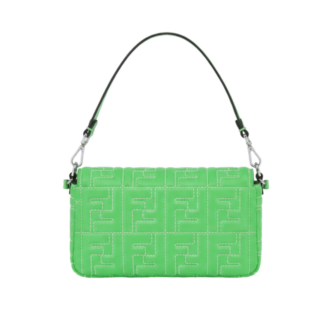 Fendi Zucca Baguette with Stitching in Green
