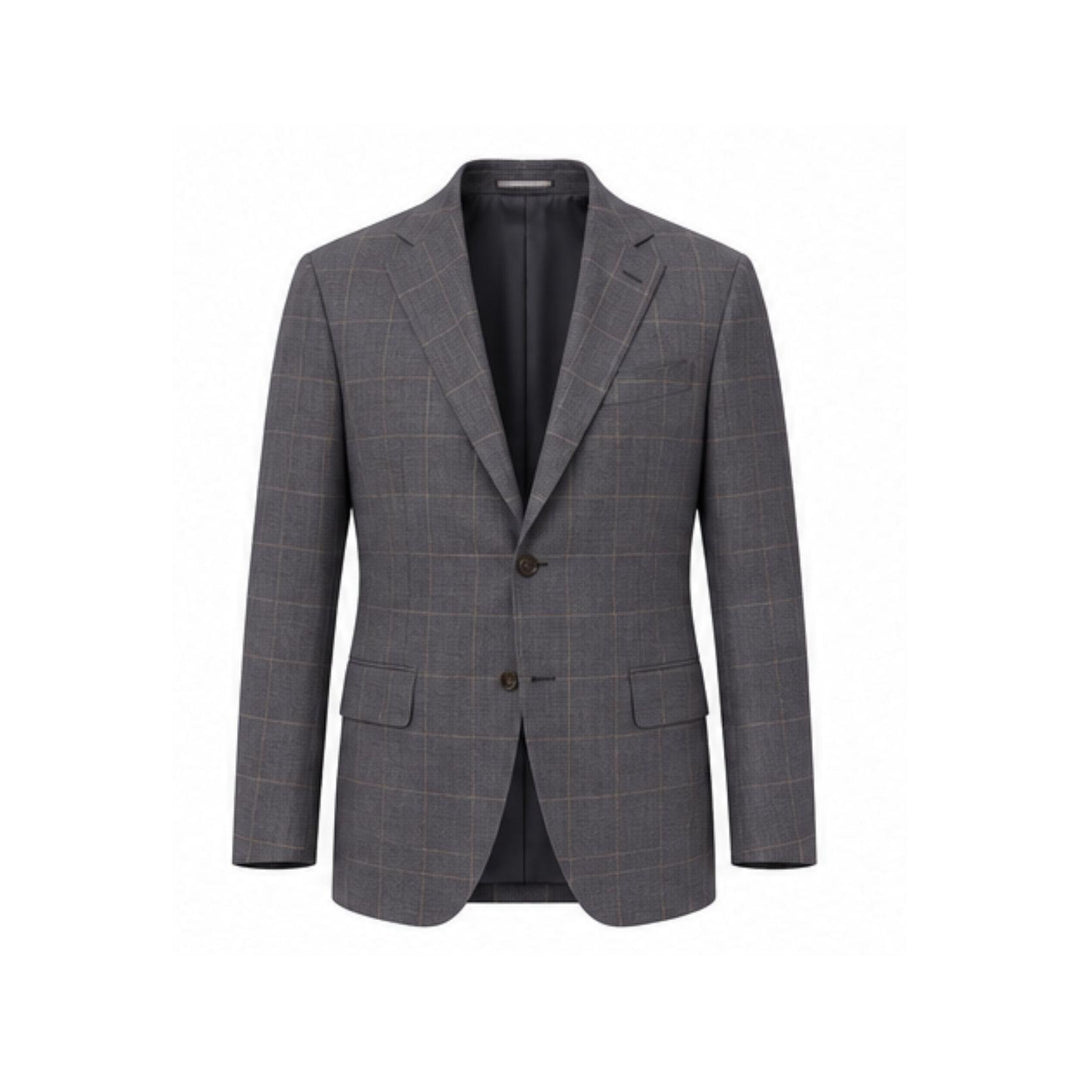 Blue Grey Plaid Wool Suit