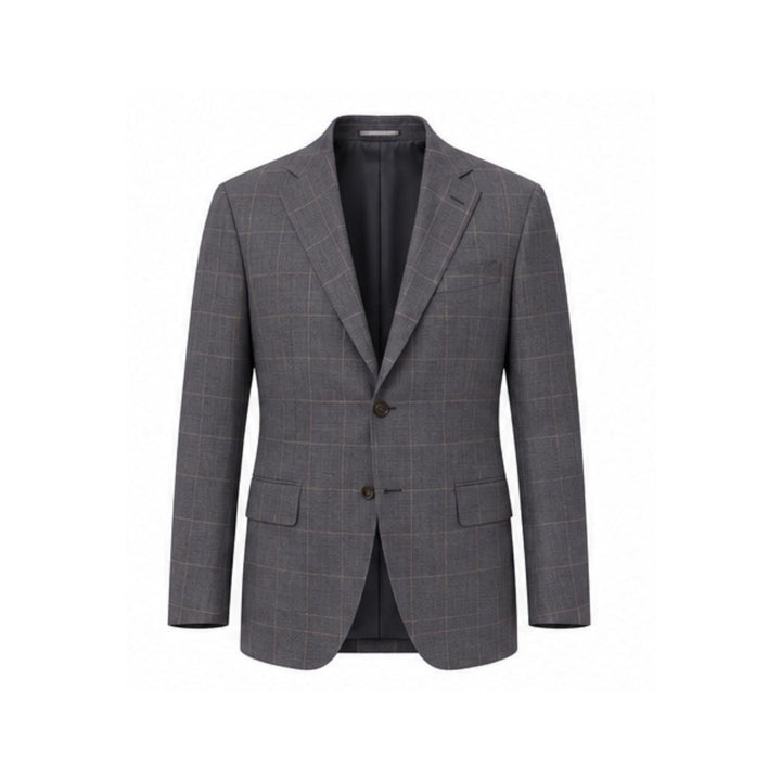 Blue Grey Plaid Wool Suit