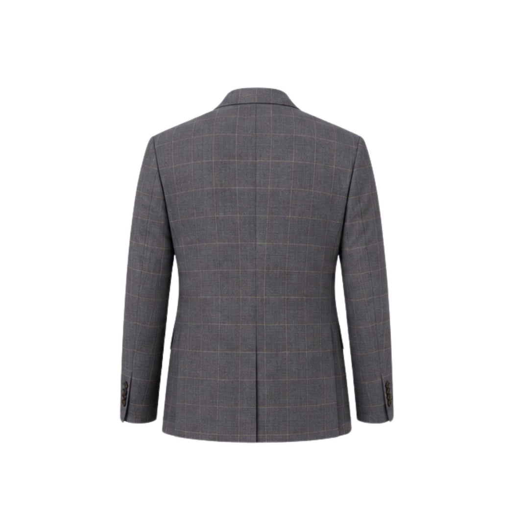 Blue Grey Plaid Wool Suit
