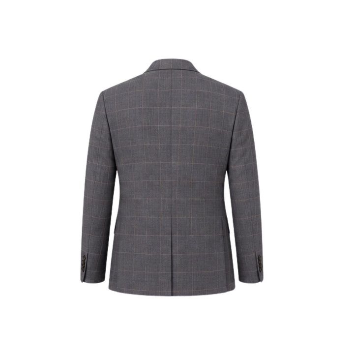 Blue Grey Plaid Wool Suit