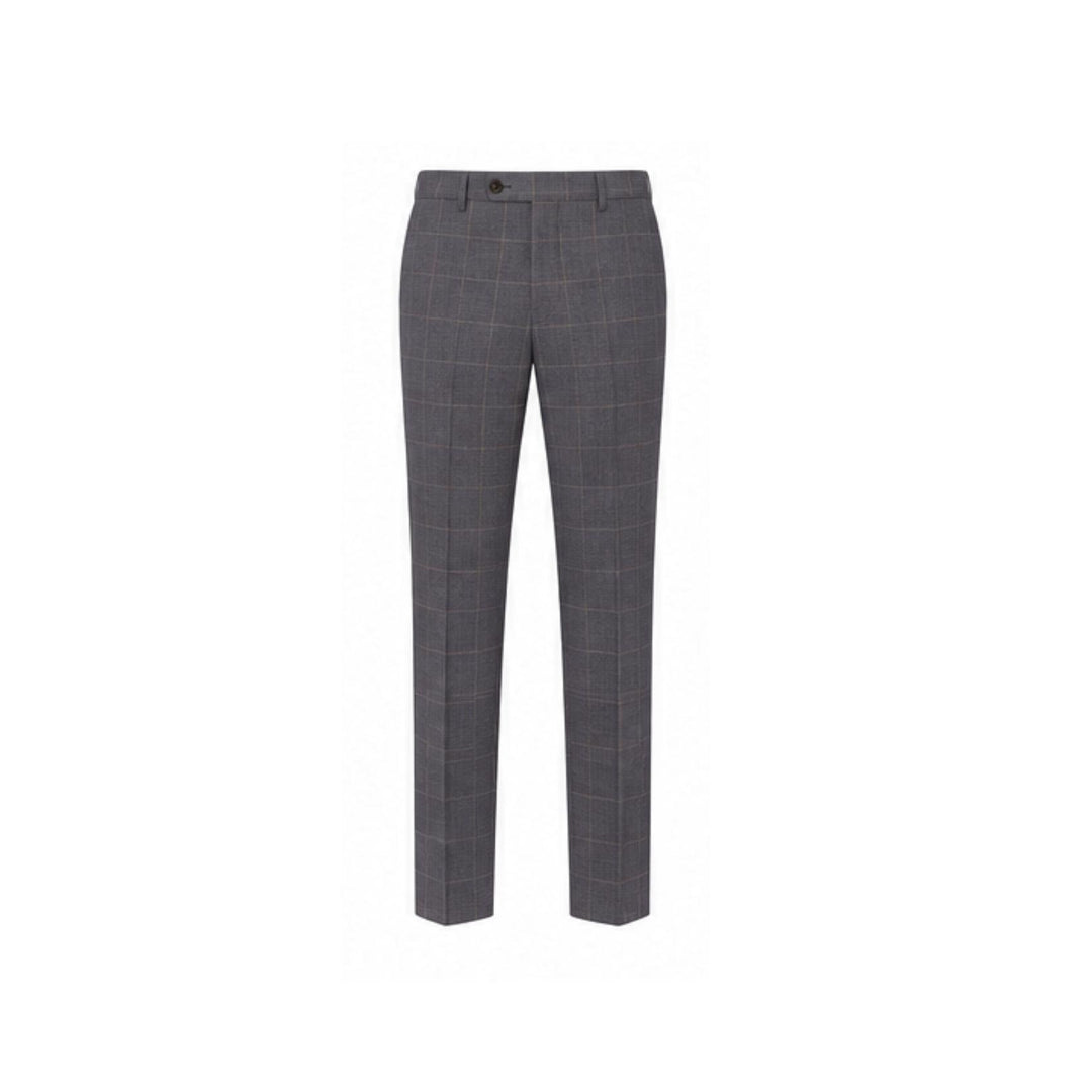 Blue Grey Plaid Wool Suit