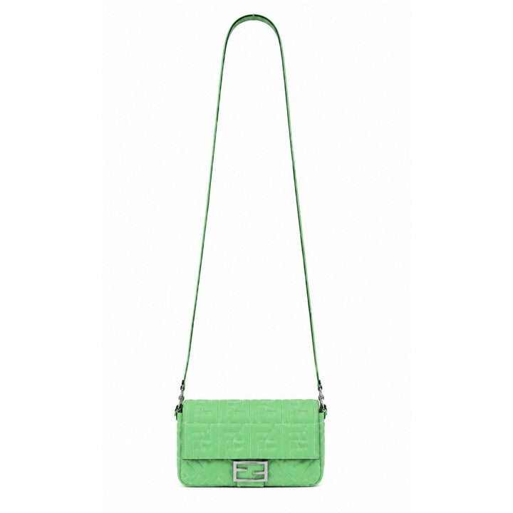 Fendi Zucca Baguette with Stitching in Green