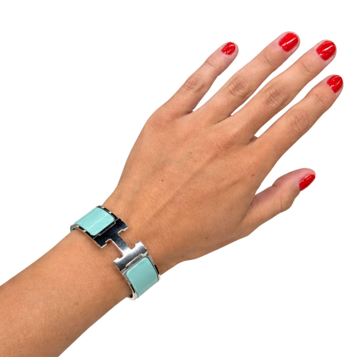 Hermes Green Silver Clic Clac Wide