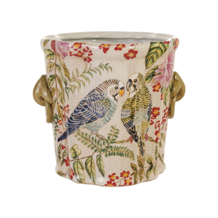 Hand-Painted Stoneware Planter and Vase