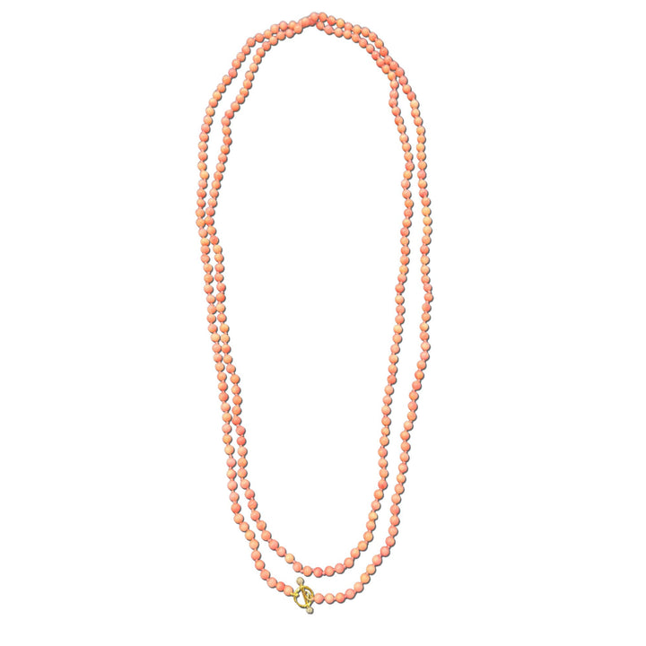 Pink Coral Bead Necklace 54"