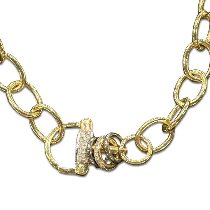 Long Gold Circle Link Necklace