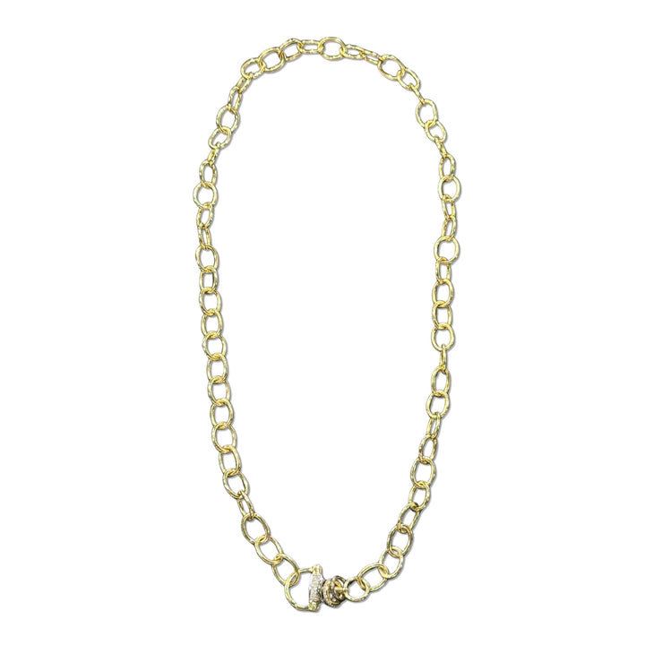 Long Gold Circle Link Necklace