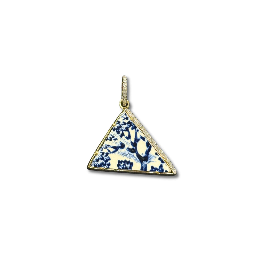 Vintage Porcelain Triangle Bulgarian Plate Pendant