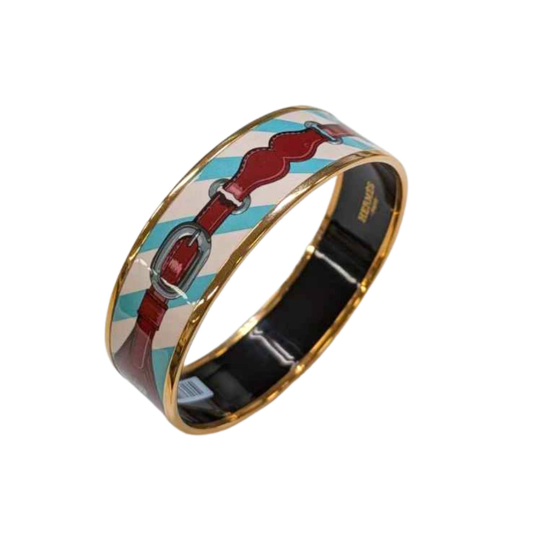Hermès Wide Enamel Bangle Bracelet in Multicolor