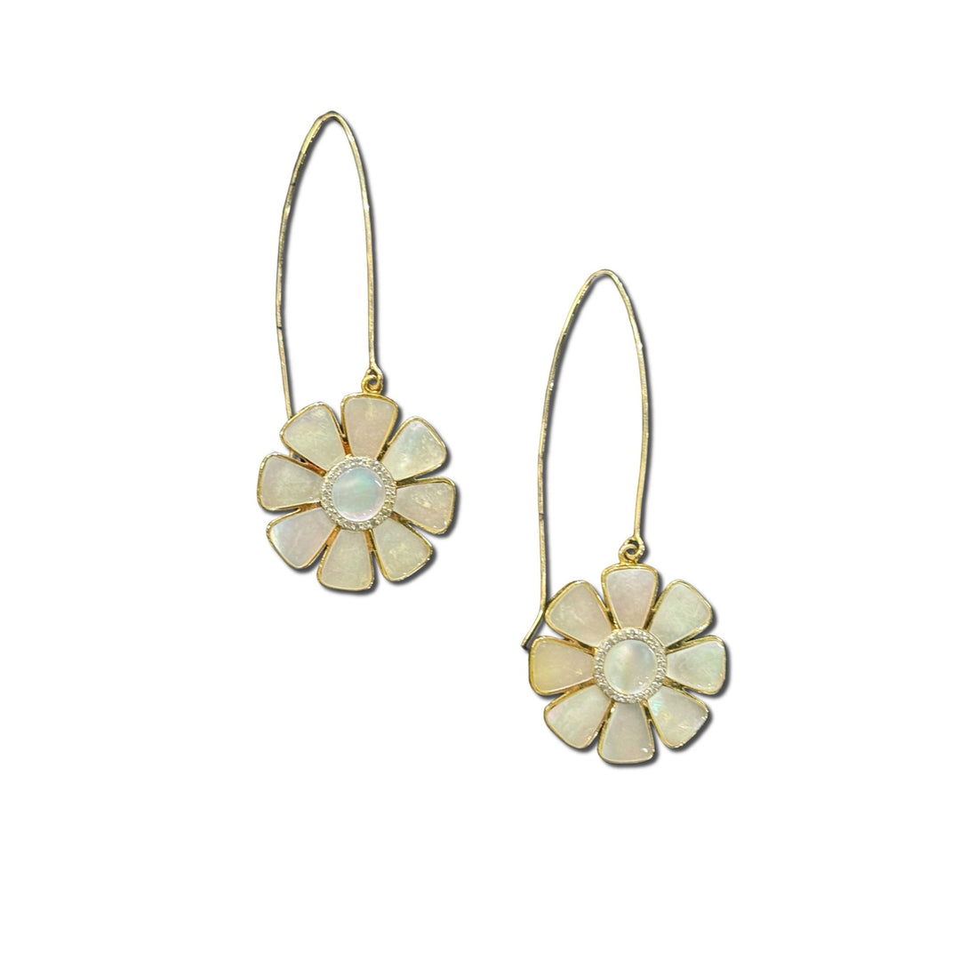 Mother of Pearl Flower Drop Earrings