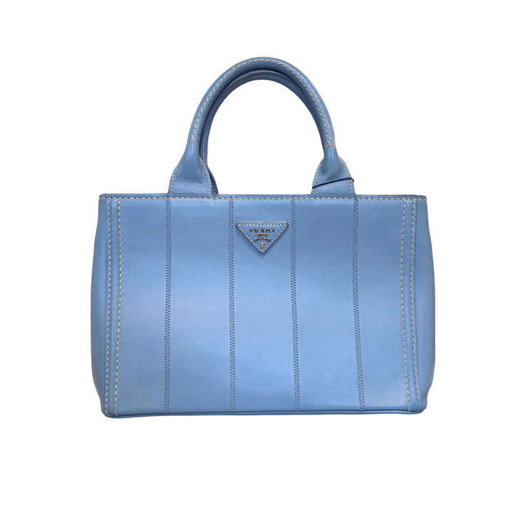 Prada Calfskin Canapa Bag in Blue