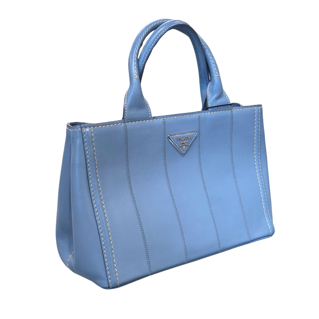 Prada Calfskin Canapa Bag in Blue