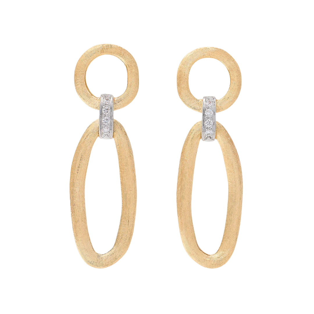 Jaipur Link Oval Engraved Earrings 18K YG