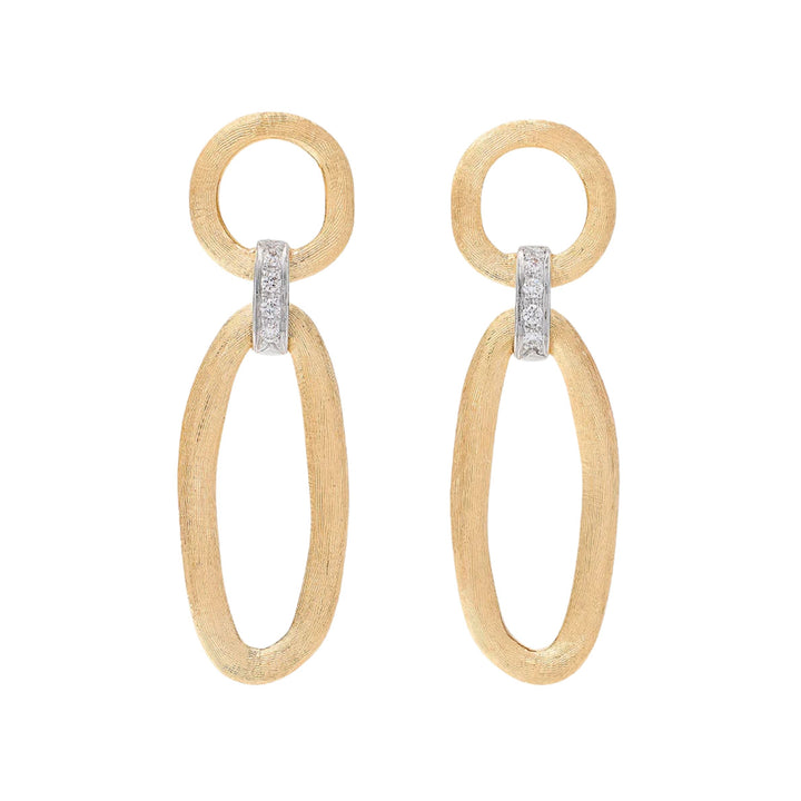 Jaipur Link Oval Engraved Earrings 18K YG