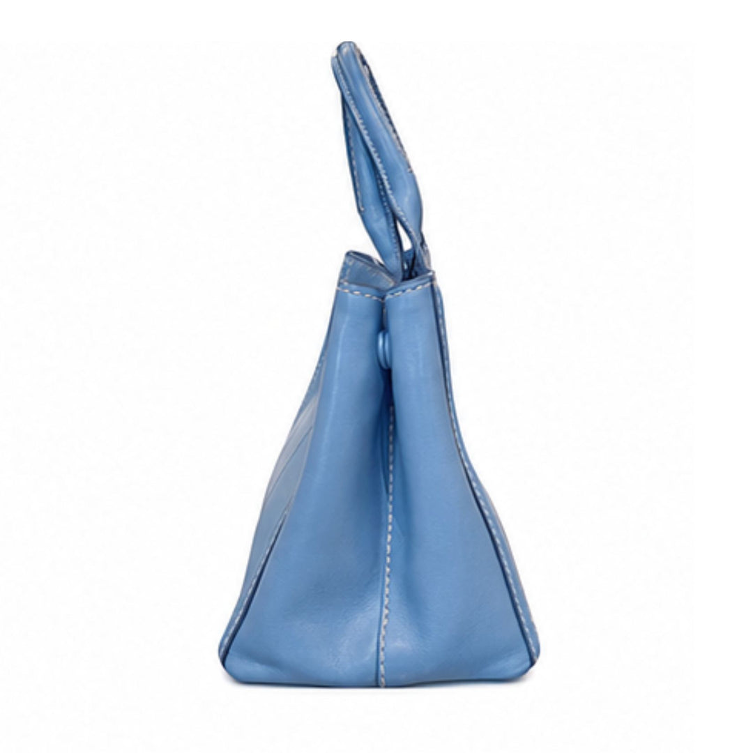 Prada Calfskin Canapa Bag in Blue