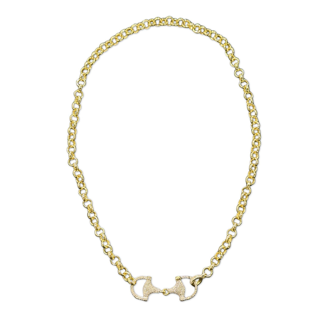 Gold Diamond Bridle Bit Chain 17"