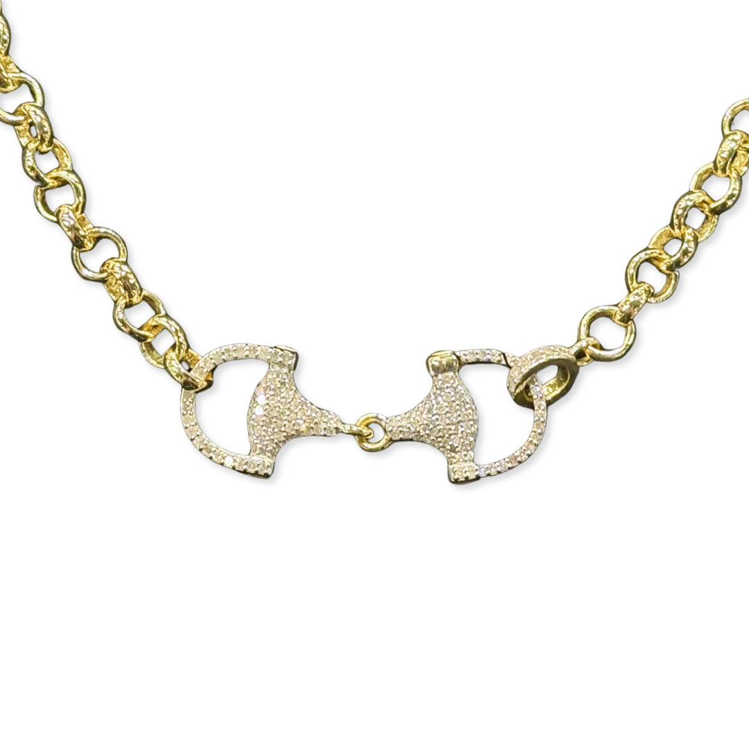 Gold Diamond Bridle Bit Chain 17"