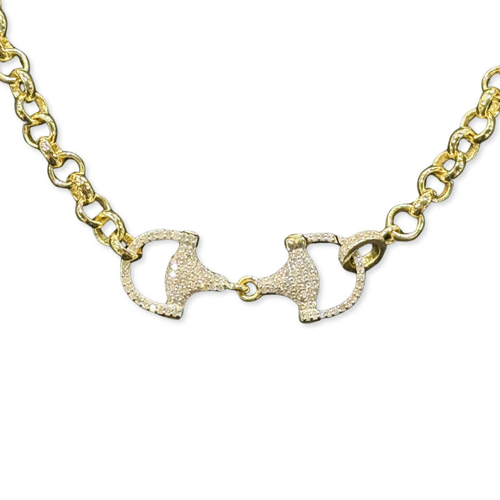 Gold Diamond Bridle Bit Chain 17"