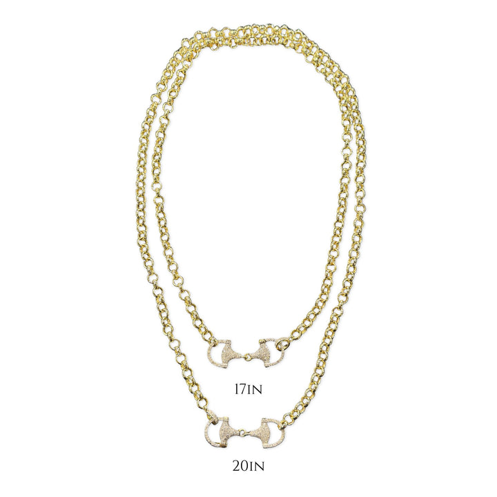 Gold Diamond Bridle Bit Chain 17"