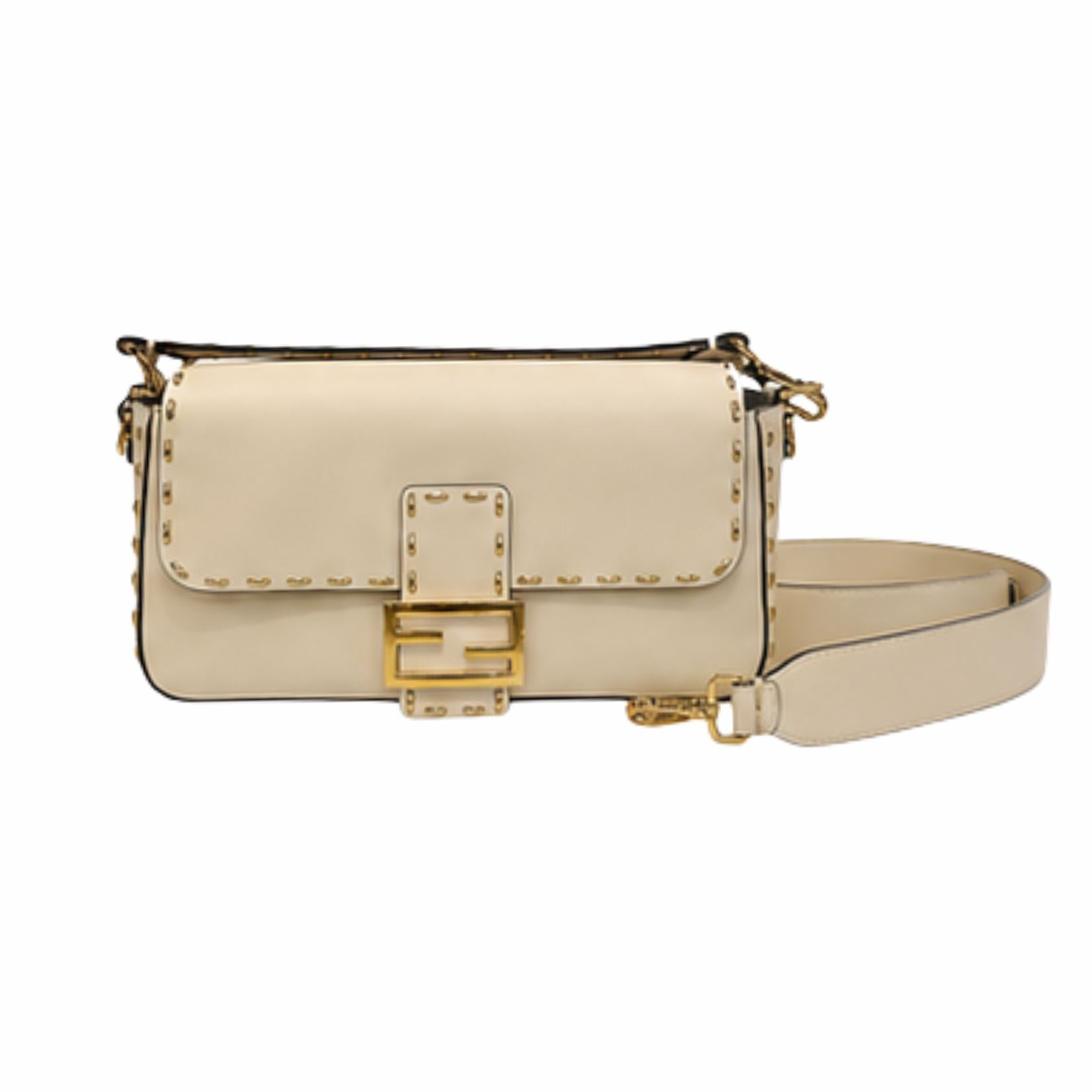Fendi Selleria Medium Baguette Shoulder Bag in White – Gwynn's