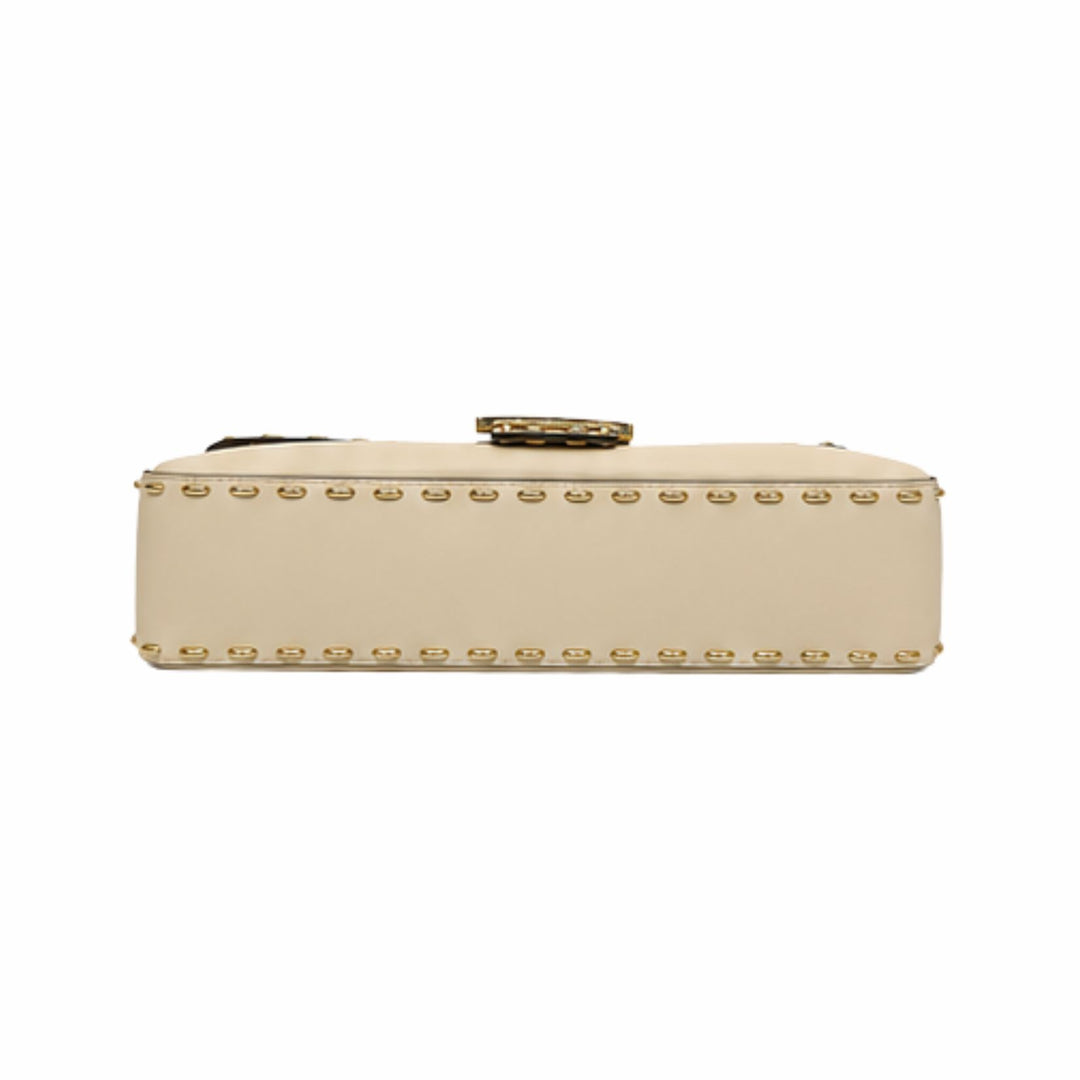Fendi Selleria Medium Baguette Shoulder Bag in White