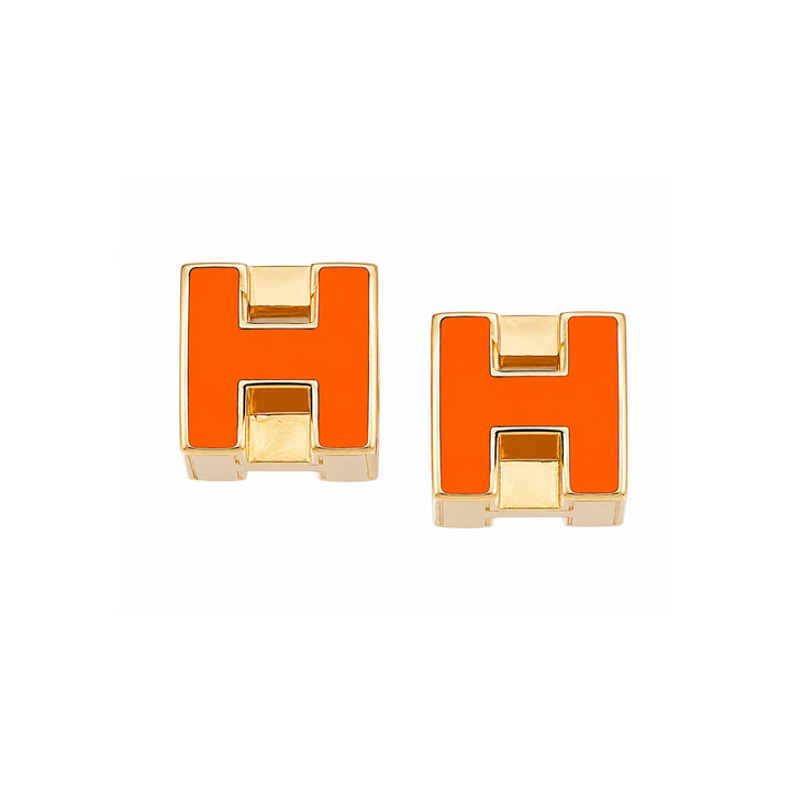 Hermès Cage DH Earrings in Orange