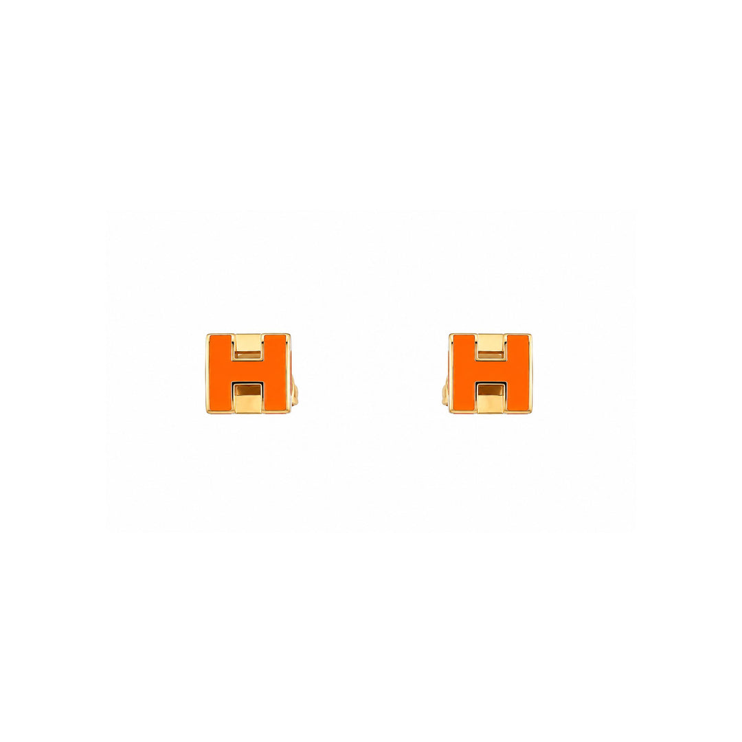 Hermès Cage DH Earrings in Orange