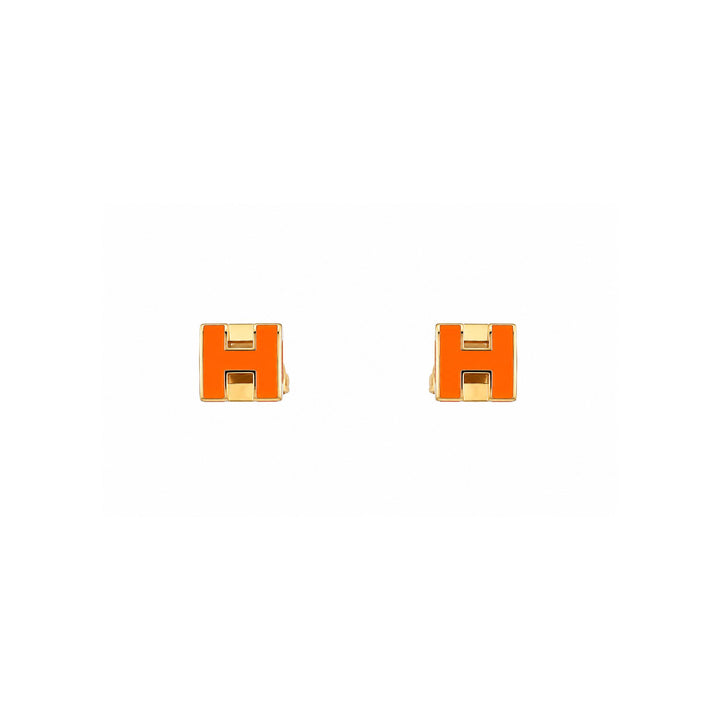 Hermès Cage DH Earrings in Orange