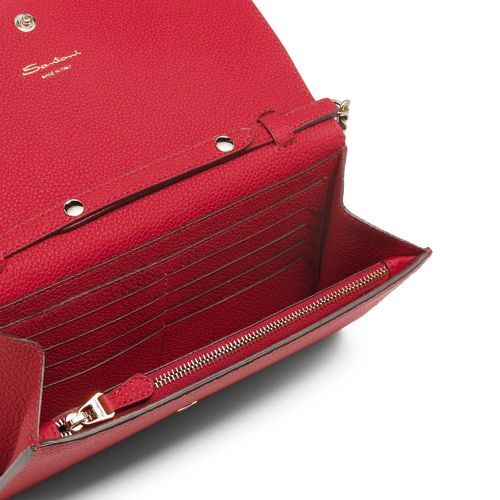 Red Leather Wallet-on-Chain Bag