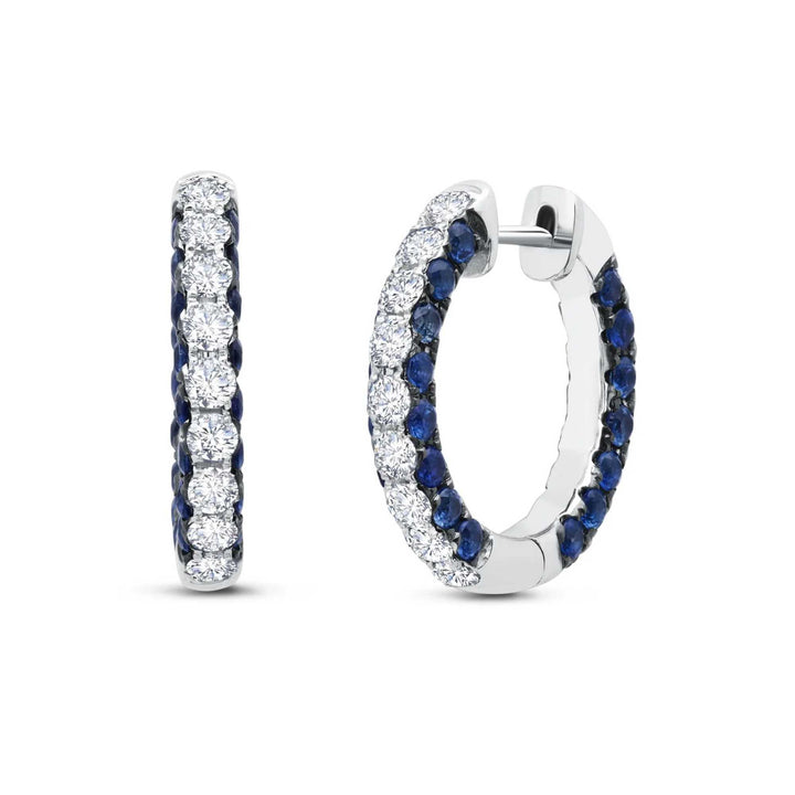 Gemstone & Diamond 3 Sided Hoop Earrings - No Color - NONE