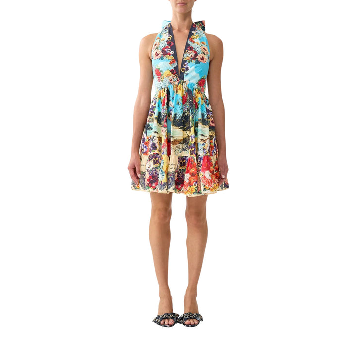 Ruffle Hem Halter Short Dress