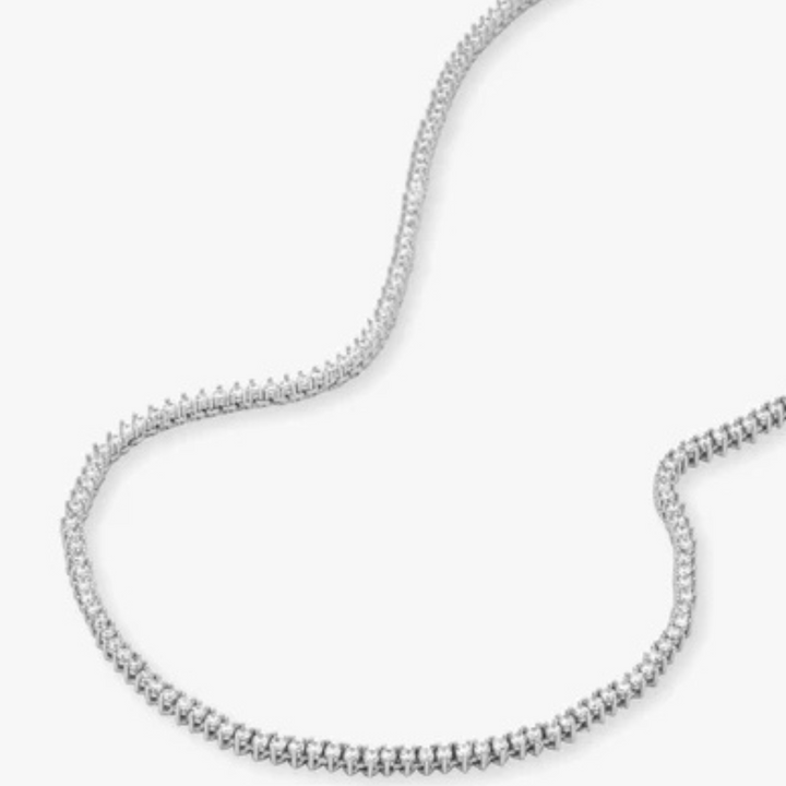 Baby Not Your Basic Tennis Necklace 18'' - Gold/White