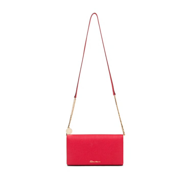 Red Leather Wallet-on-Chain Bag