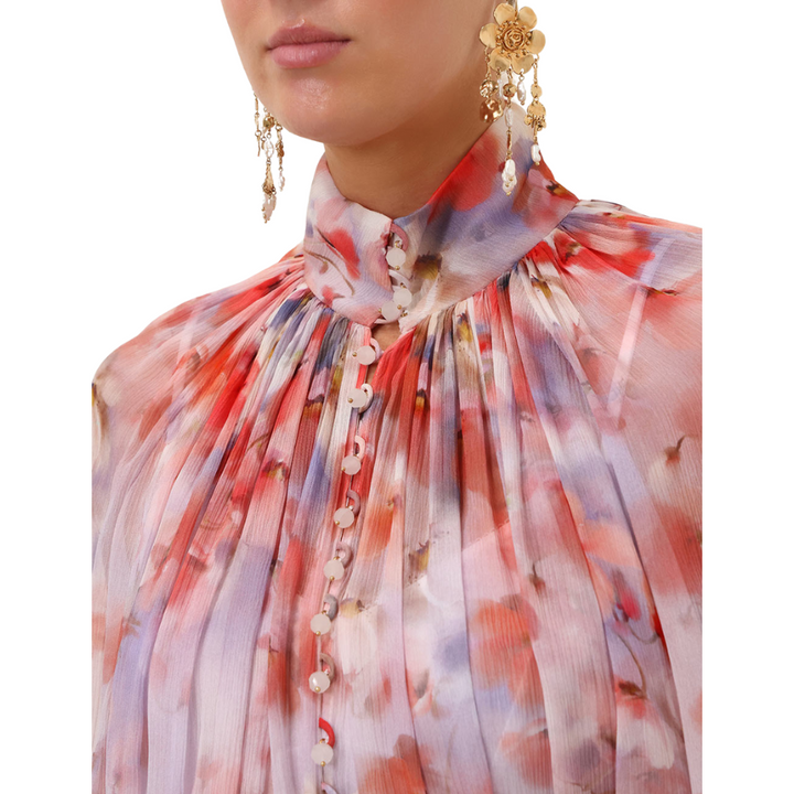 CRUSH SMOCK BLOUSE - SCARLET FLORAL