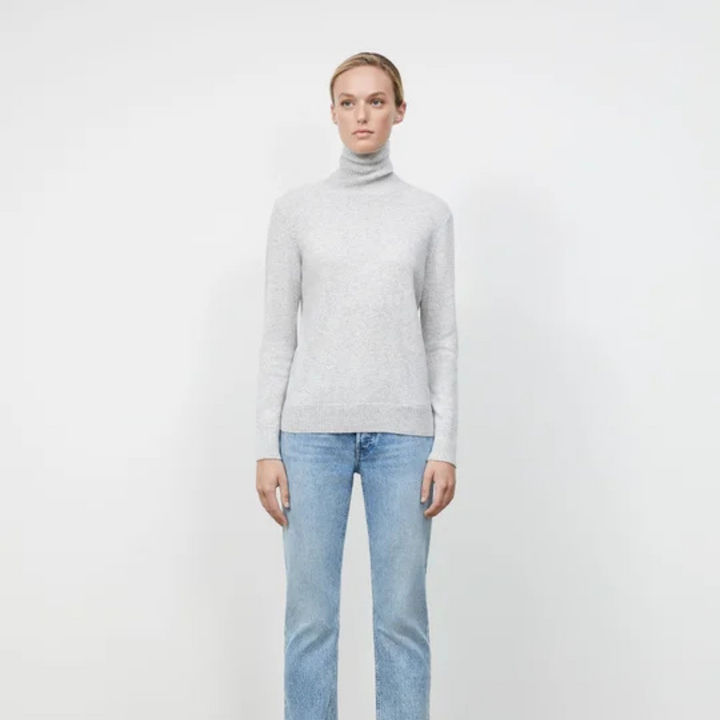 Cashmere Turtleneck Sweater in Grey Heather