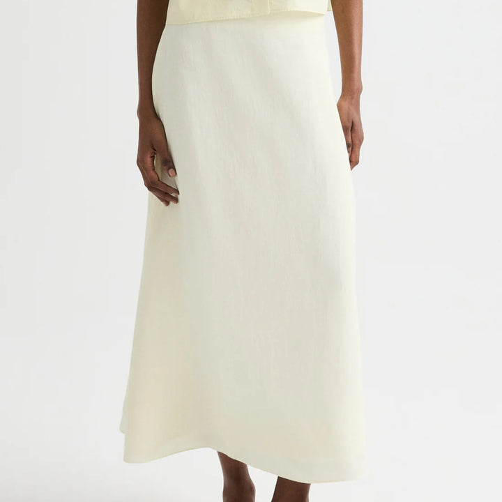 A-Line Linen Skirt in Glass Green