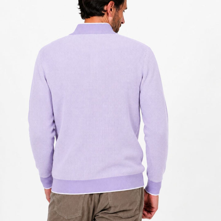 Quarter Zip Cashmere Sweater, Parma/Oatmeal