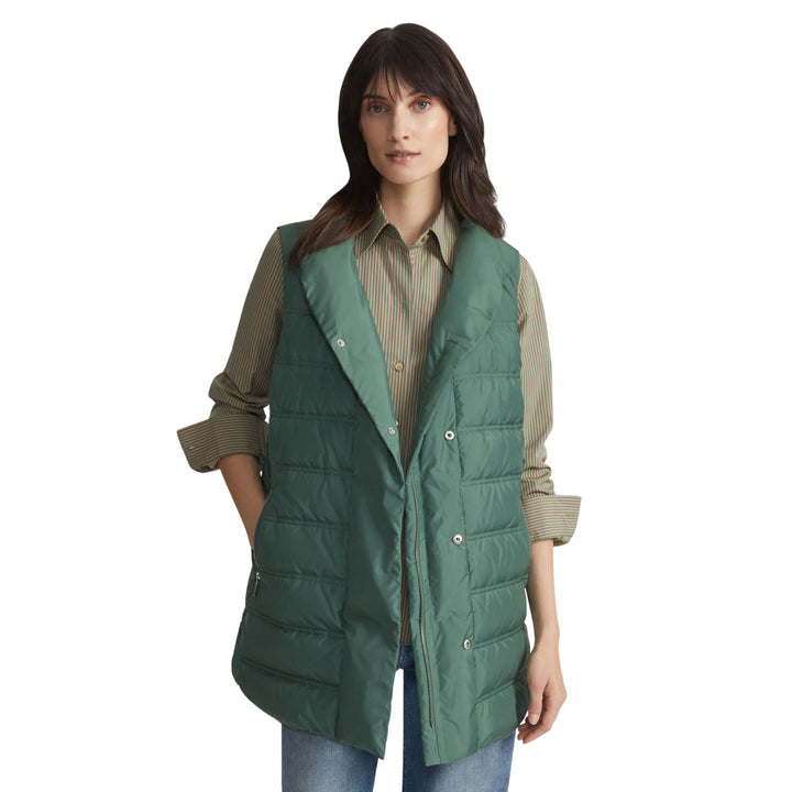 Reversible Shawl Collar Down Vest - Ivy Vine - S