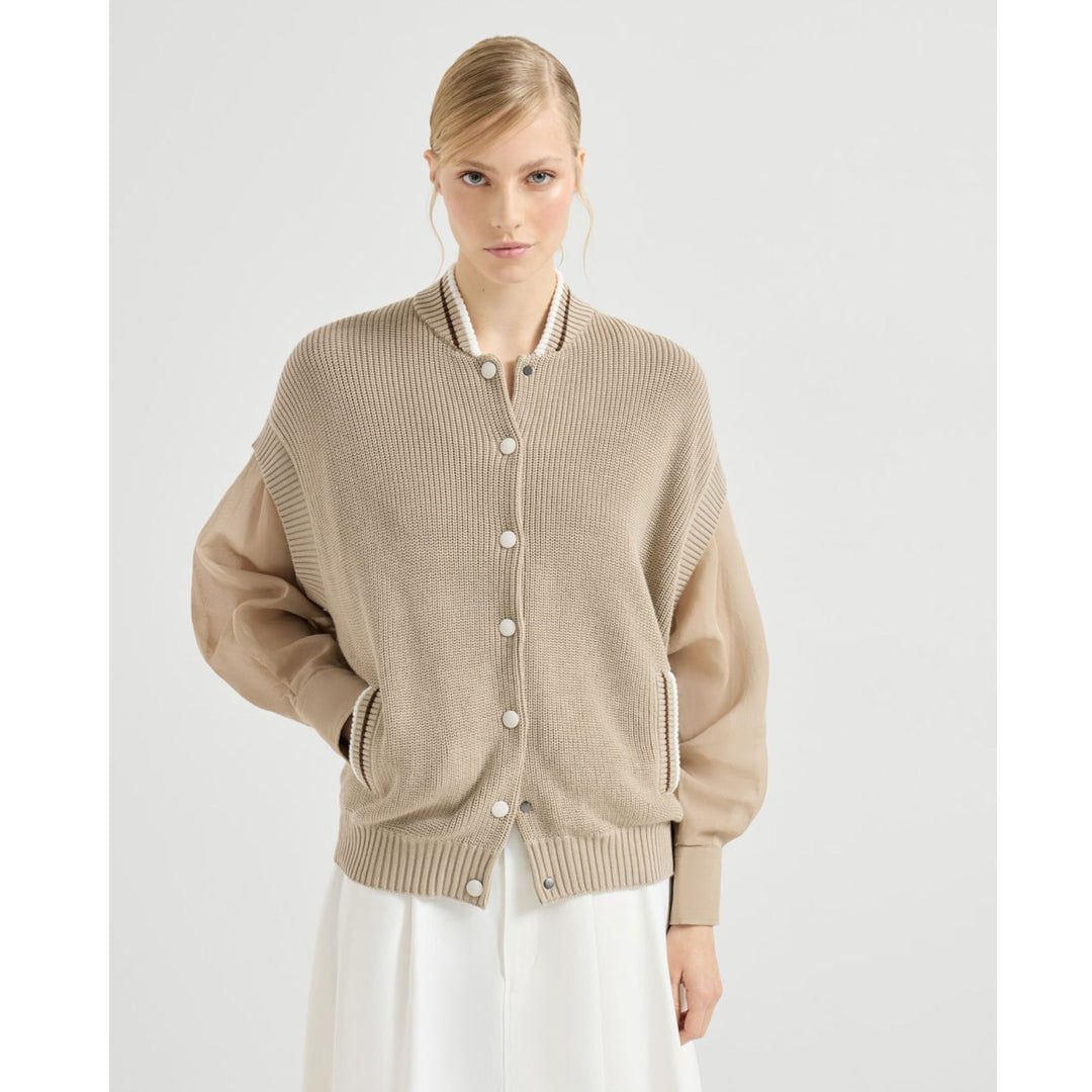 Cotton Organza and Knit Mixed Media Jacket