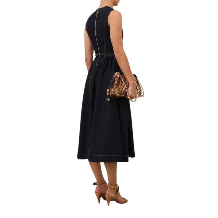 Denim Panelled Midi Dress