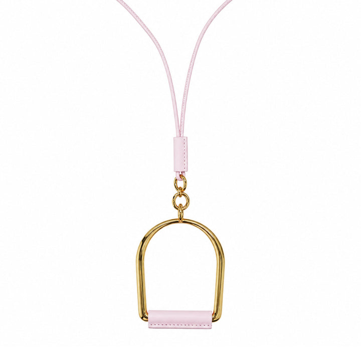 Hermès Heritage Equestre Large Pendant Necklace in Mauve Pale