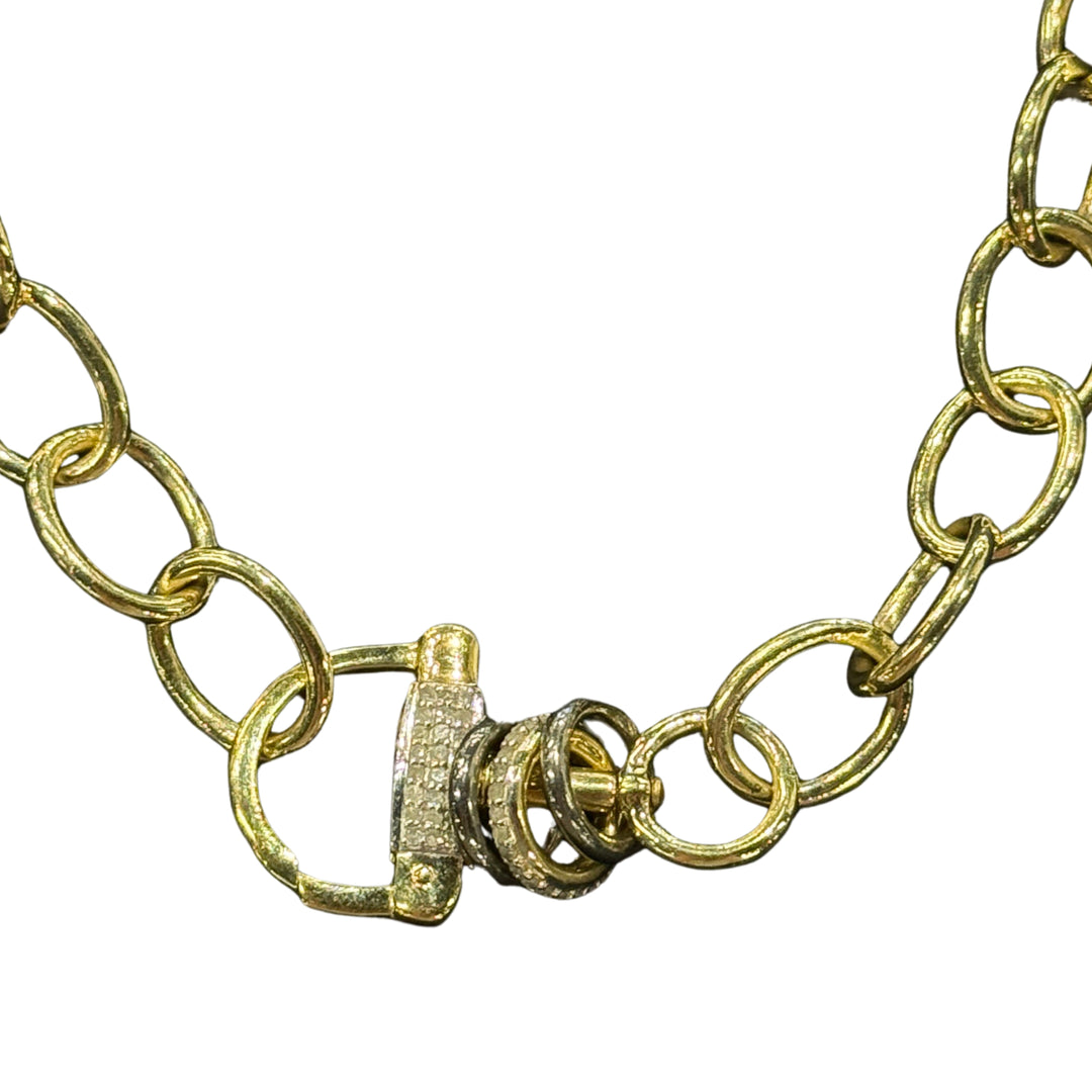 Long Gold Circle Link Necklace