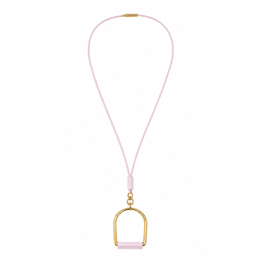 Hermès Heritage Equestre Large Pendant Necklace in Mauve Pale